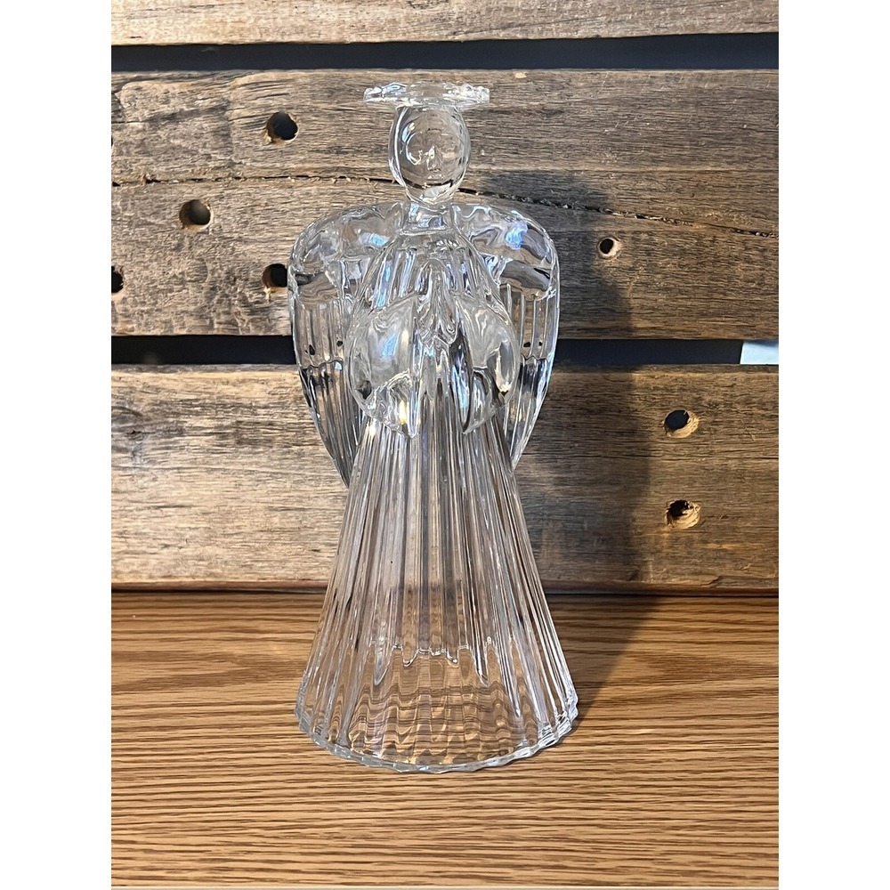 Vintage Crystal Praying Angel Lead Glass Candlestick Candle‎ Holder